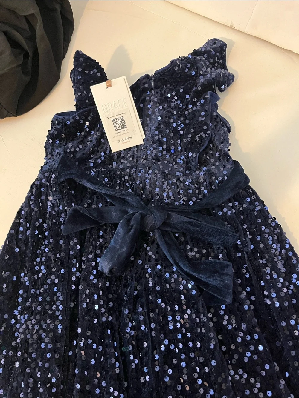 Grace Karin Navy Blue Sequin Formal Dress for Girls